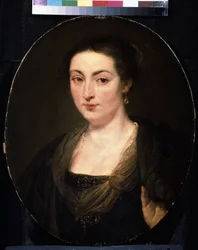 Portræt af Isabella Brant (1591-1626) (Portræt af Isabella Brant). Maleri af Peter Paul (Pierre-Paul) Rubens (eller Peter Paul eller Petrus Paulus) (1577-1640). Olie på træ, 60 x 49 cm, omkring 1615-1620. flamsk kunst, barokstil. Pouc Fine Arts Museum