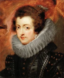 Portræt af Elisabeth af Frankrig (1602-1644), dronningepartner af Spanien - Pieter Paul Rubens (1577-1640). Olie på træ, ca. 1629. Mål : 48,5x40,5 cm. Kunsthistorisk museum, Vienne