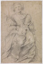 "Portræt af Helene Fourment (1614-1673)" (Portræt af Helene Fourment), ca. 1630-1631 (sanguine)