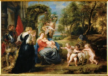 Hvile på flugten til Egypten, ca. 1632-35 (maleri på træ)