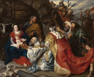 Magiernes tilbedelse - Pieter Paul Rubens (1577-1640). Olie på lærred, ca. 1620. Mål : 235x277,5 cm. Statens Eremitage, St. Petersborg