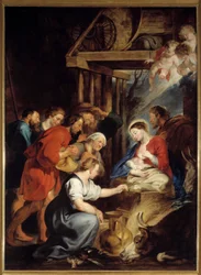 Hyrdernes tilbedelse Maleri af Pierre Paul (Pierre-Paul) Rubens (eller Peter Paul eller Petrus Paulus) (1577-1640) 1600-tallet søn. 3,4x2,48 m Rouen, Musee des Beaux Arts