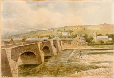 Haydon Bridge (kropsfarve, blyant og akvarel på papir)