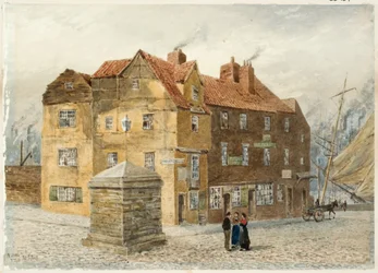 Sandgate (Portland Arms Inn) (blyant og akvarel på papir på kort)