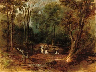 Maorier krydser en skovstrøm, 1887