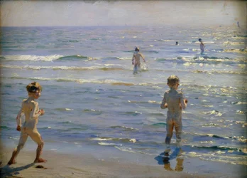Badende drenge. Solskin. Skagen