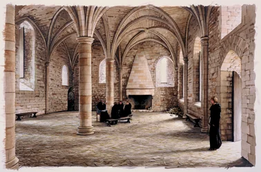 Begynderværelse, Battle Abbey, East Sussex, i det 12. århundrede c1980-c2008