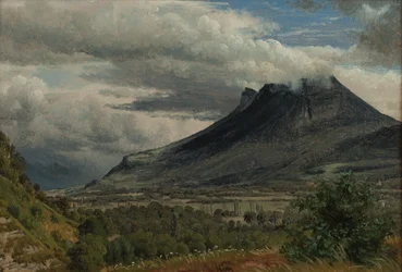 Granier-massivet, udsigt taget fra Cluse de Chambéry 1850 Olie på papir