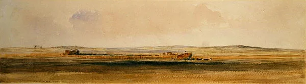 Høst i Lincolnshire Wolds (akvarel på papir)