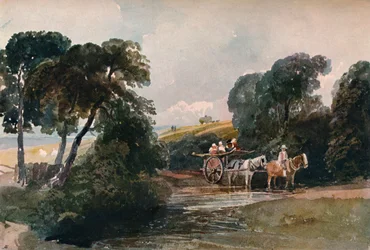 Høvogn krydser en strøm, c1824