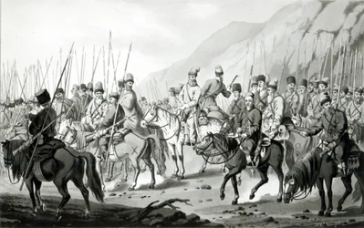 Forskellige stammer af russiske kosakker i marchorden, 1813