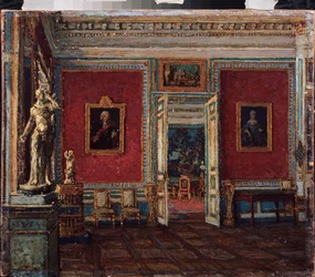 I Kuskovo-paladset (Moskva) (I Kuskovo-paladset) - Maleri af Pyotr Ivanovich Petrovichev (Piotr Petrovichev) (1874-1947), olie på lærred - Russisk kunst sent i det 19.-20. århundrede - Statens kunstmuseum, Perm (Rusland)