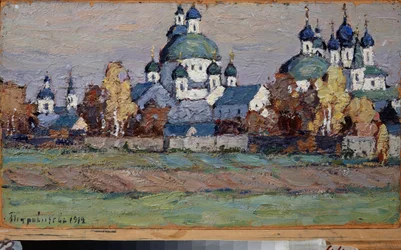 Rostov la Grande. Oeuvre af Pyotr Ivanovich Petrovichev (Pyotr Petrovitchev) (1874-1947), Huile Sir Tsarton