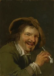 Lugt: En grinende mand, der ryger en pibe. Fra serien Personifications of the Five Senses, ca. 1635-66 (olie på træ)