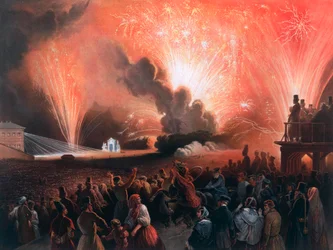 Kroningsfyrværkeri i Moskva, 1856
