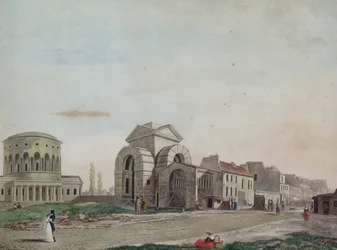 Barriere du Faubourg Saint-Martin, 1809 (blyant og farvet akvatinte)