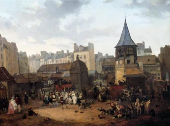 Rejuissancer givet af byen Paris aux Halles den 21/01/1782 i anledning af fødslen af Dauphin Louis Joseph af Frankrig (1781-1789) Maleri af Louis Philibert Debucourt (1755-1832) 1782 Søn. 0,89x1,16 m Paris, Musee Carnavalet
