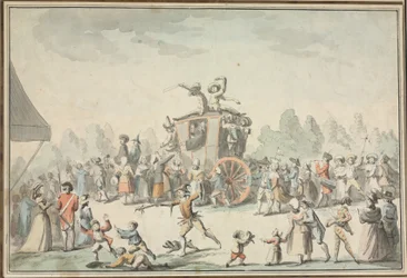 Scène de Carnaval (pen og sort blæk og akvarel)