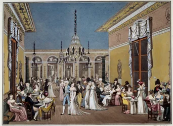 Den store salon af Cafe Frascati. Litografi af Philibert-Louis Debucourt (1755-1832)
