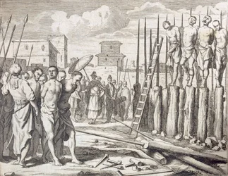 Spidningen af nogle oprørere, straf: massakre ved spidning, udgivet 1672
