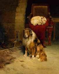Fireside Companions (olie på lærred)