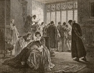 Den engelske ambassade under massakren på St. Bartholomew, illustration fra 