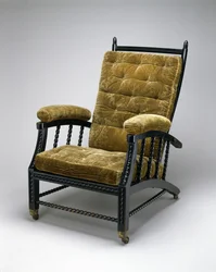 Justerbar rygstol, ca. 1870 (eboniseret træ, præget fløjl og metal)