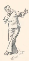Blyblyantskitse af Phil May, c1800-tallet 1903-1904