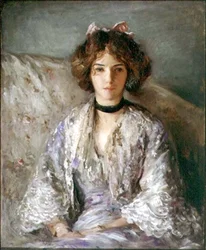 Portræt af Miss Ethel Warwick (olie på lærred)