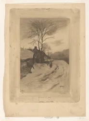 Gårde langs en vej med bare træer Hiver (original titel)