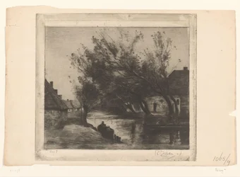 Byudsigt med grøft og både Paysage (original titel)