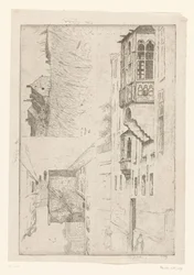 Hvedemark med huse og to udsigter til huse i en by Et Blight hul; Champ de Blé / Rue Haute / Etude de la bretêche de l