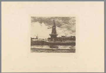 Landskab med kanal og vindmøller Le Moulin (original titel) Jacob Maris. Tolv landskaber (serietitel)