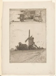 Vindmølle i et englandskab og udsigt i Ravensteinstraat i Bruxelles Vieux moulin a Laeken / Rue Ravenstein (Bruxelles) (original titel)