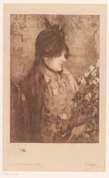 Kvinde med buket blomster La Bête a Bon Dieu (original titel)