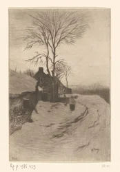Gårde langs en vej med bare træer Hiver (original titel)