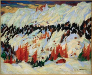 Vinterlandskab nær Davos Frauenkirch, (Vinterlandskab nær Davos Glacis)
