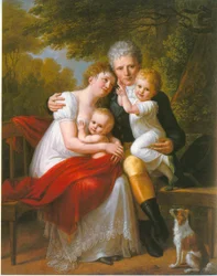 Portræt af grev Ferdinand von Zeppelin og hans familie