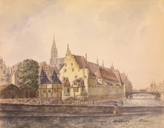 Donau ved Strasbourg (akvarel på papir)