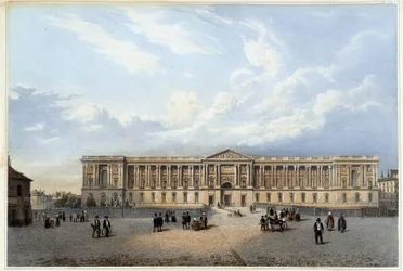 Colonnade du louvre - i "" Walk in Paris og dens omgivelser "", designet af Jacottet og Benoist, ca. 1840