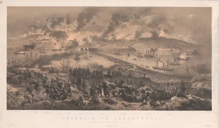 Brand i Sevastopol. Russernes tilbagetog på nordkysten, 1855.