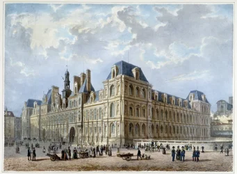Rådhuset - i ""Walk in Paris og dens omgivelser"", designet af Jacottet og Benoist, ca. 1840