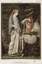 Andromache, kostume til »Andromache« af Jean Racine, fra bind I af »Forskning i alle nationers kostumer og teater«, graveret af Pierre Michel Alix (1762-1817), 1802