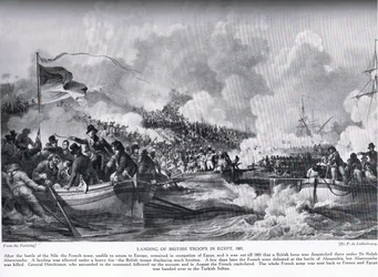 Landingen af britiske tropper i Egypten i 1801, illustration fra 