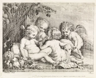 Kristus, Johannes Døberen og to putti