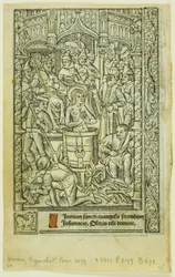 The Martyrium of Saint John the Evangelist (recto) og December Calendar (verso), fra Book of Hours