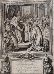 Board of Statutes of the Order of Malta "" Statuta Hospitalis Hervsalem"" (blødgøring af en ridder af en pave), af Philippe Thomassin, slutningen af det 16. århundrede