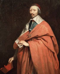 Portræt af Armand Jean du Plessis, kardinal de Richelieu (olie på lærred