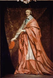 Fuld længde portræt af Armand Jean du Plessis, kardinal de Richelieu, minister for Louis XIII - olie på lærred