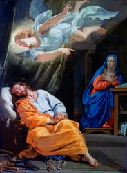 "Josefs drøm" eller "Josef og englen" Maleri af Philippe de Champaigne (1602-1674) 1642-1643 National Gallery, London